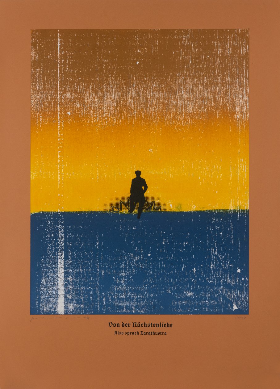 Sobre o amor ao próximo, Assim falou Zaratustra, 2024 (xilogravura e serigrafia) de Guilherme Pontes