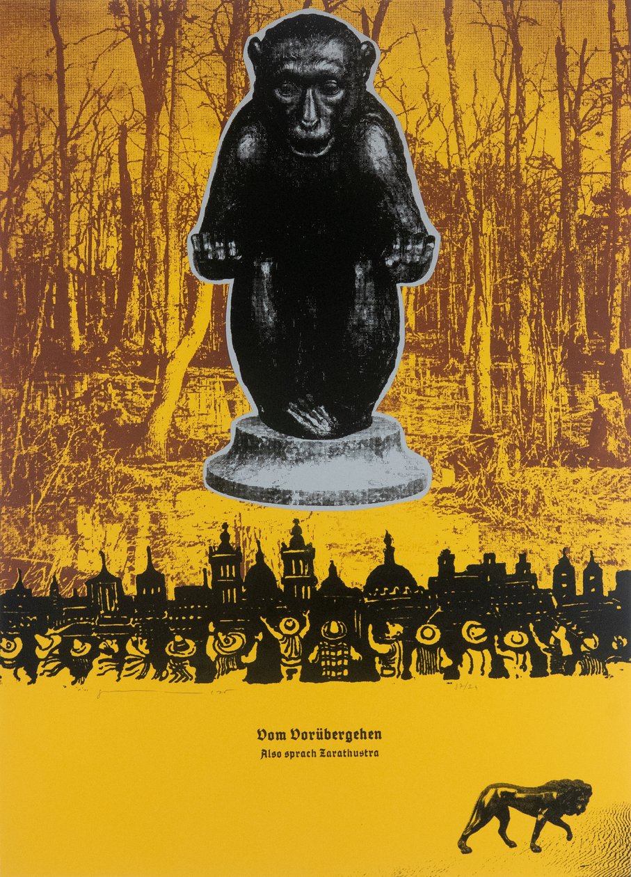 De Passagem, Assim Falou Zaratustra, 2025 (xilogravura e serigrafia) de Guilherme Pontes