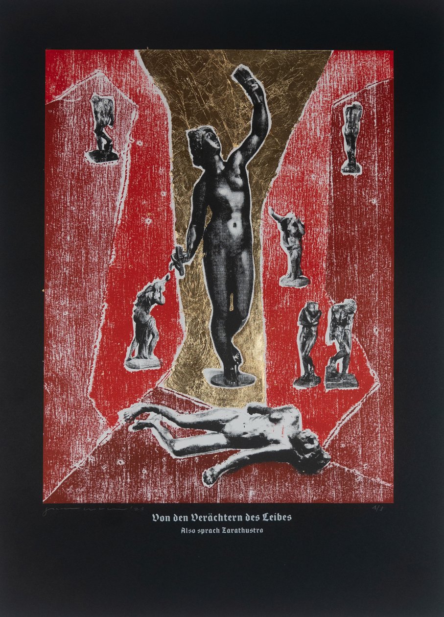 Sobre os Desprezadores do Corpo, Assim Falou Zaratustra, 2023 (xilogravura e serigrafia) de Guilherme Pontes