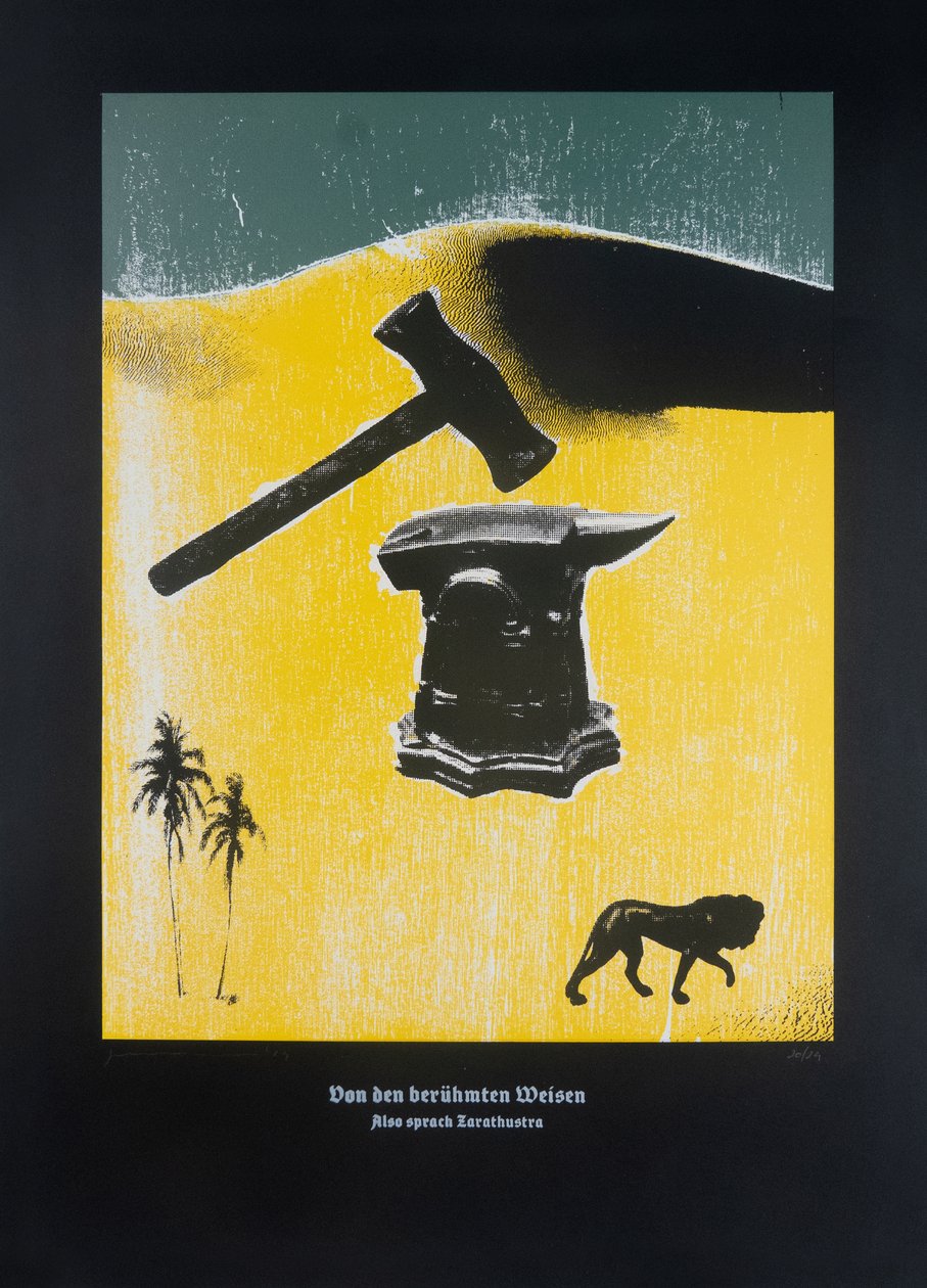 Sobre Os Famosos Sábios, Assim Falou Zaratustra, 2024 (xilogravura e serigrafia) de Guilherme Pontes
