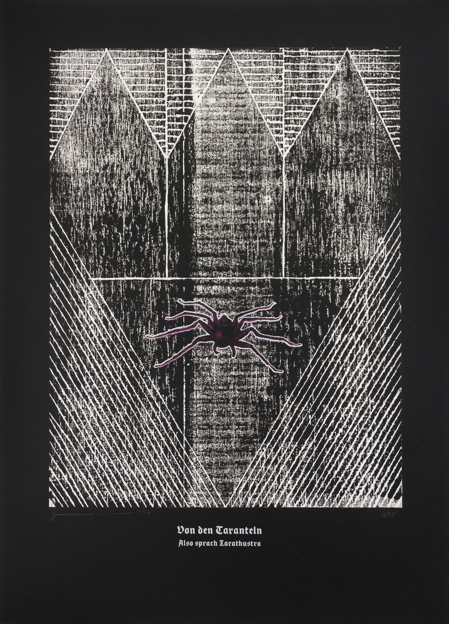 Sobre a Tarântula, Assim Falou Zaratustra, 2024 (xilogravura e serigrafia) de Guilherme Pontes
