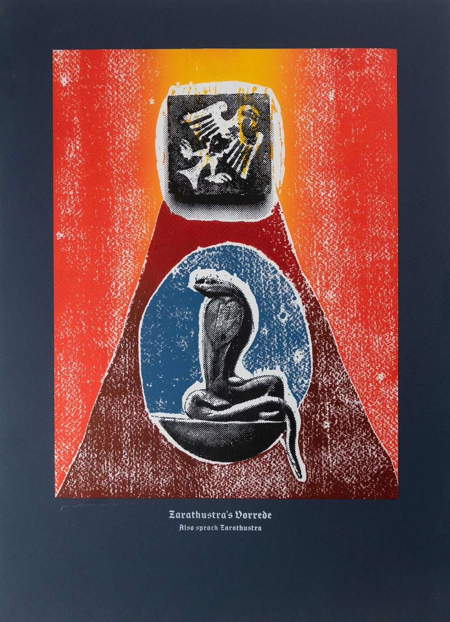 Prólogo, Assim falou Zaratustra, 2022 (xilogravura e serigrafia) de Guilherme Pontes