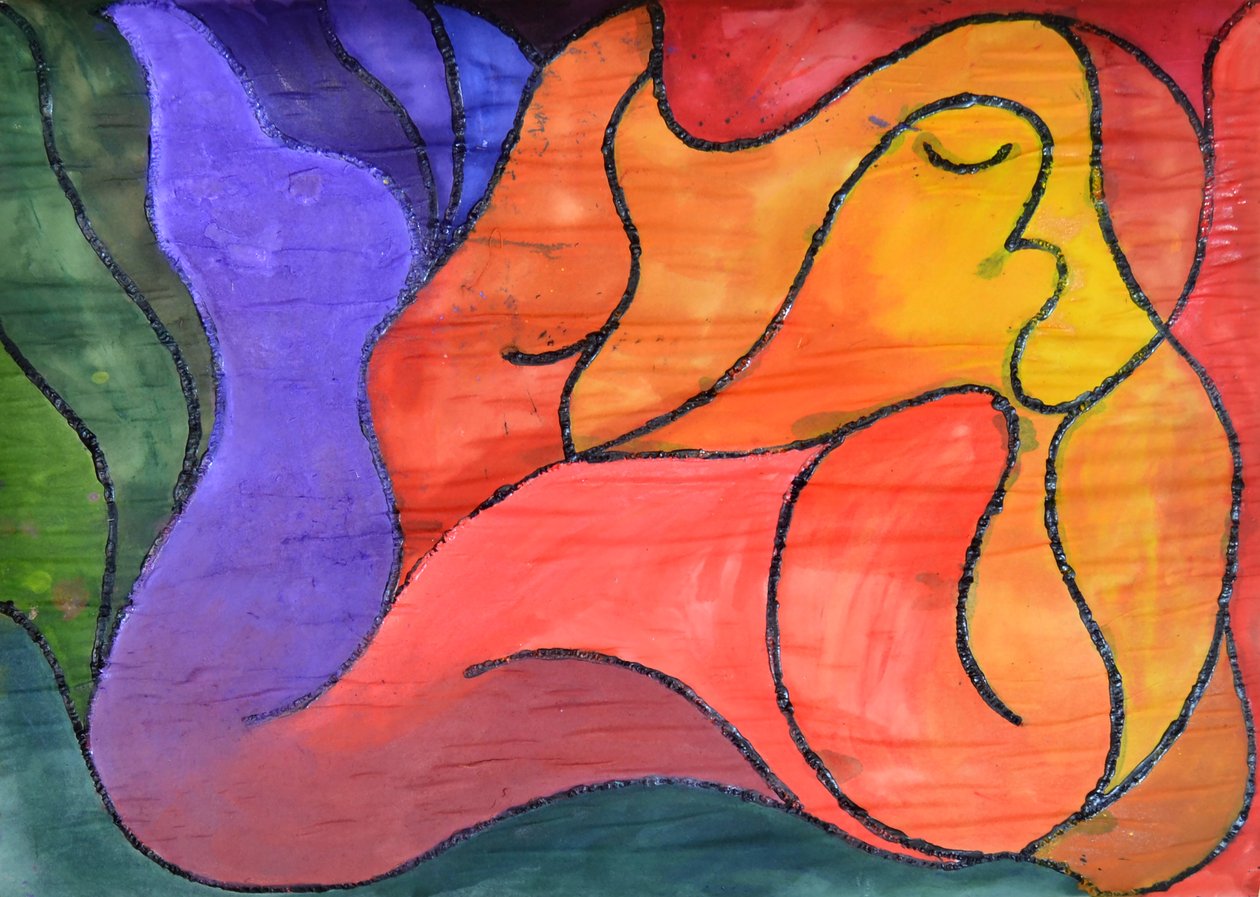 Reclinado, 2014 (acrílico sobre papel) de Guilherme Pontes