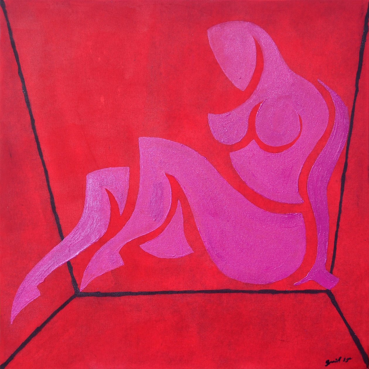 Estudo para Figura em Espaço Cúbico, 2015 (óleo sobre tela) de Guilherme Pontes