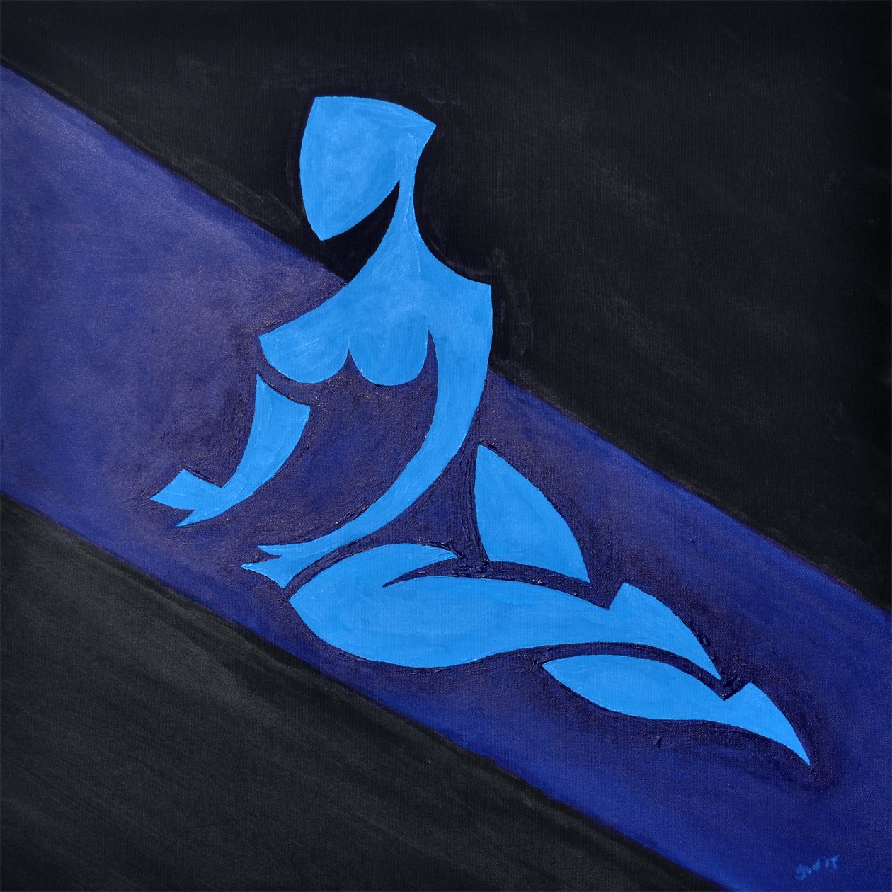Estudo para figura em espaço inclinado, 2015 (óleo sobre tela) de Guilherme Pontes