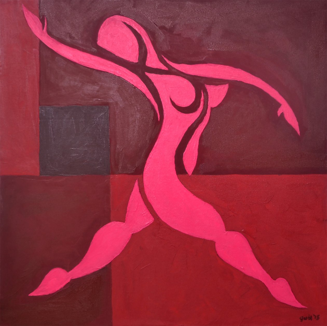 Estudo de figura em espaço cúbico Versão cor-de-rosa, 2015 (óleo sobre tela) de Guilherme Pontes