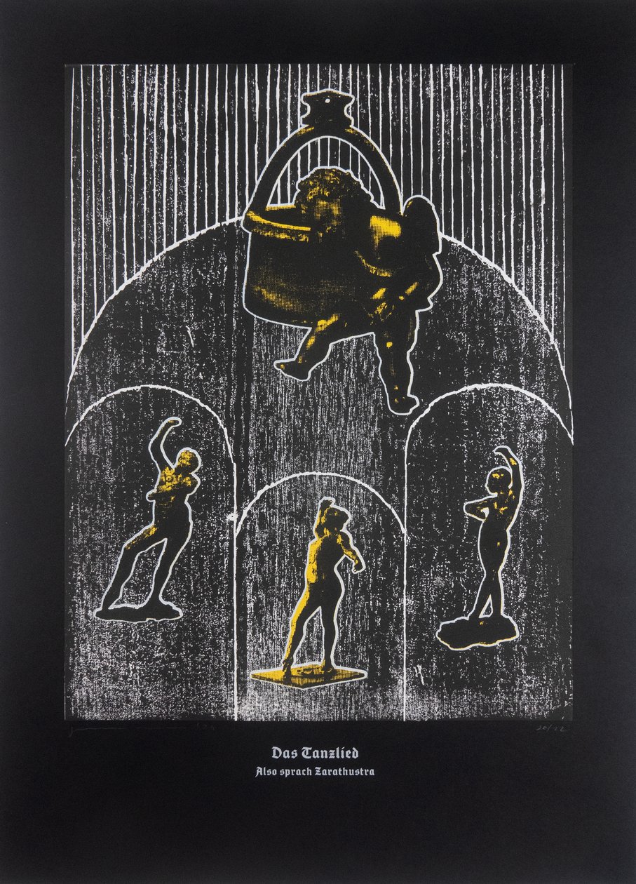 A Canção Dançante, Assim Falou Zaratustra, 2024 (xilogravura e serigrafia) de Guilherme Pontes