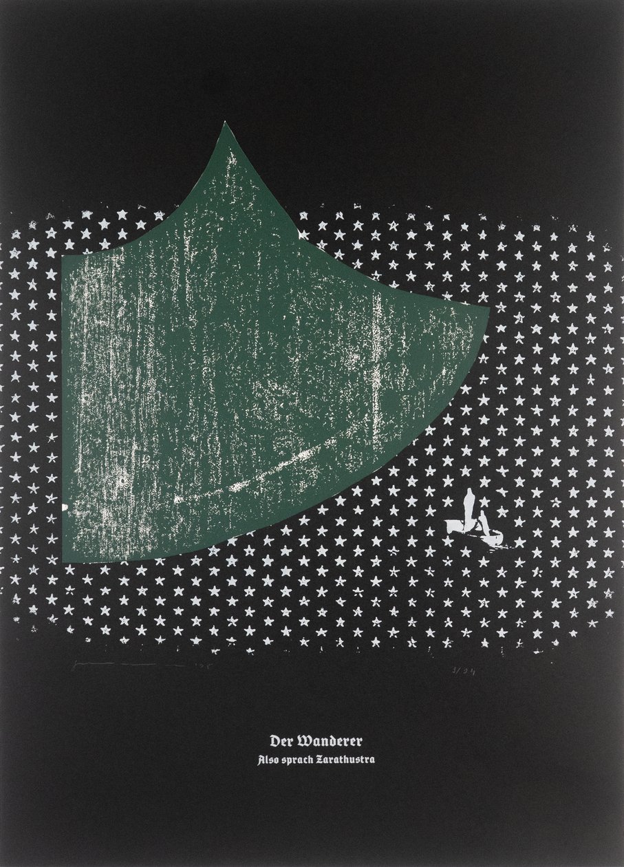 O Errante, Assim Falou Zaratustra, 2025 (xilogravura e serigrafia) de Guilherme Pontes