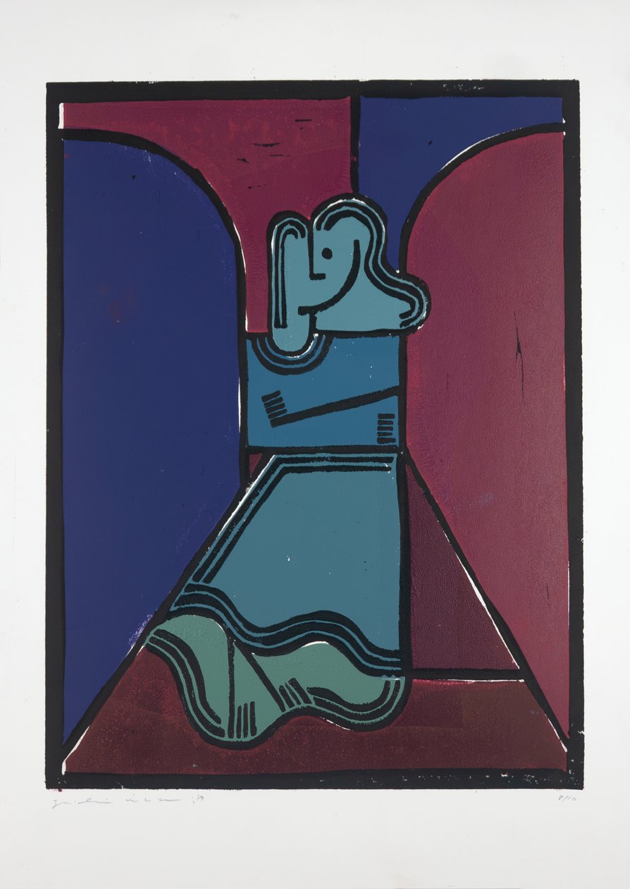 Mulher sob arcos, 2019 (linóleo) de Guilherme Pontes