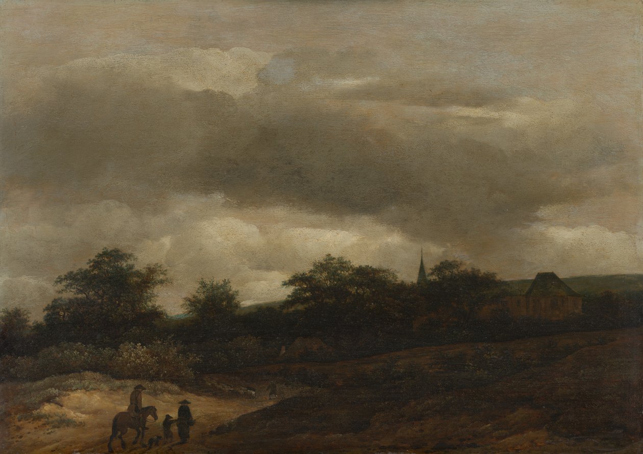 Paisagem de dunas com estrada e igreja de Guillam Dubois