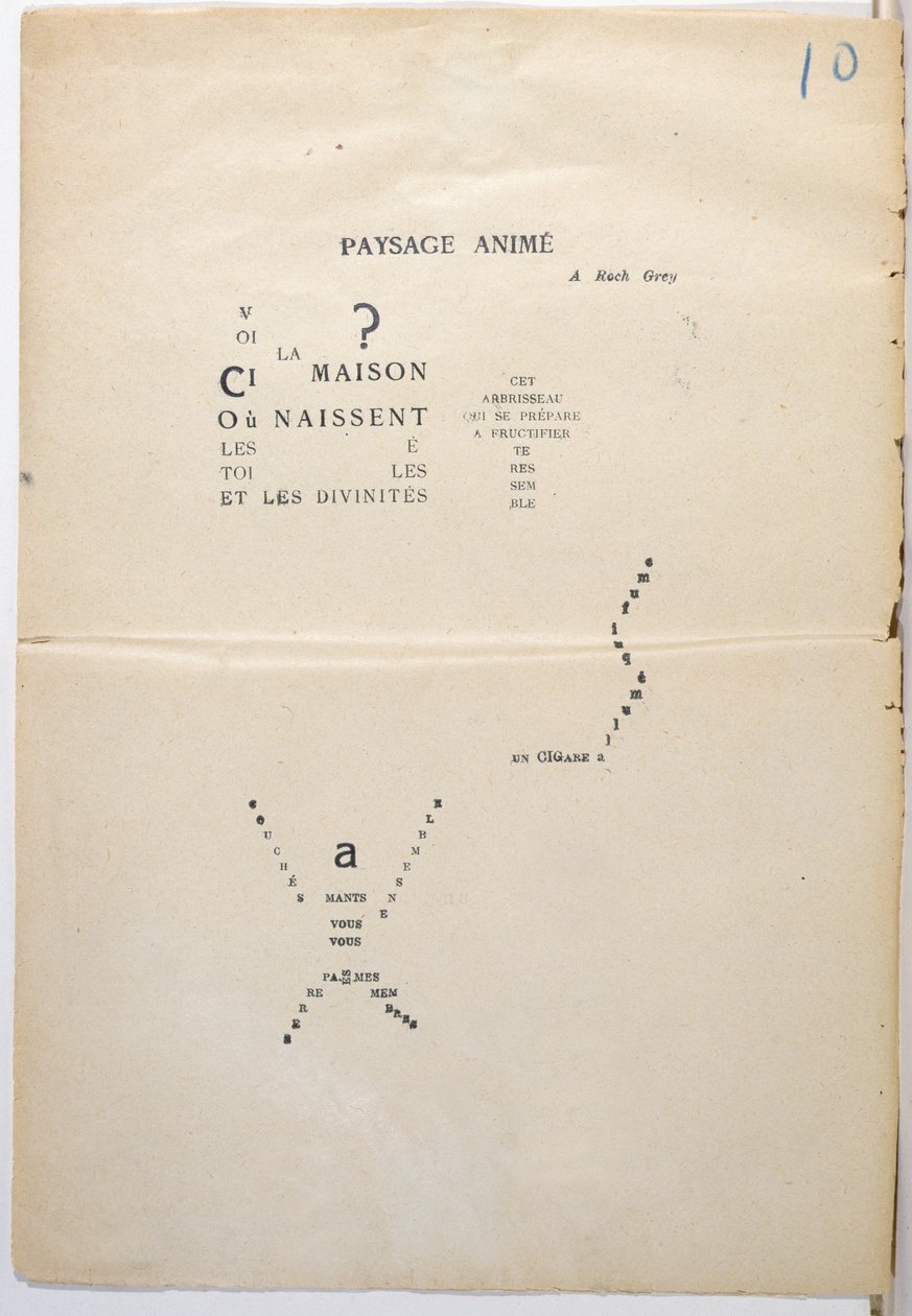 Cópia de prova de uma página de &39;And Me Also I&39;m Painter&39;, 1914 (tinta no papel) de Guillaume Apollinaire