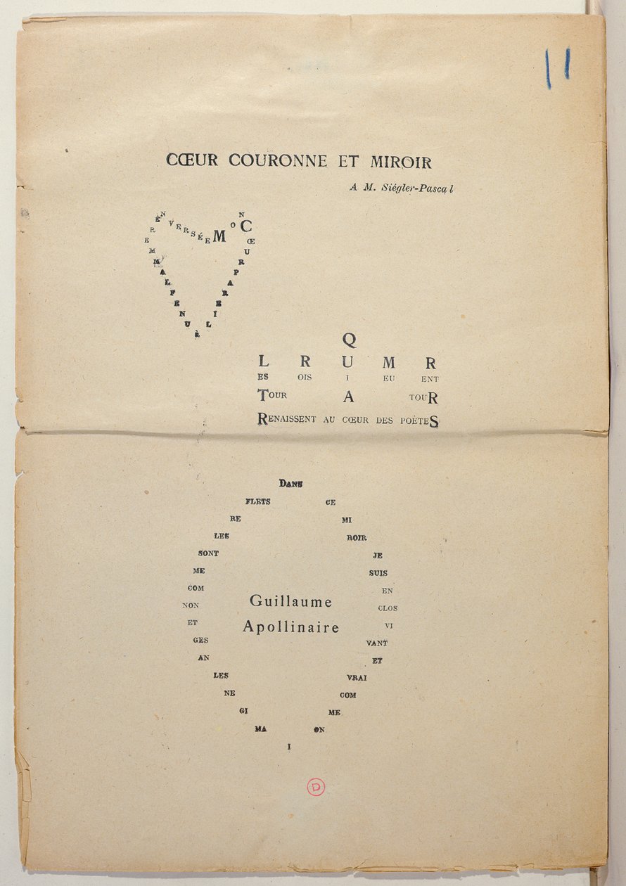 Cópia de prova de uma página de &39;And Me Also I&39;m Painter&39;, 1914 (tinta no papel) de Guillaume Apollinaire