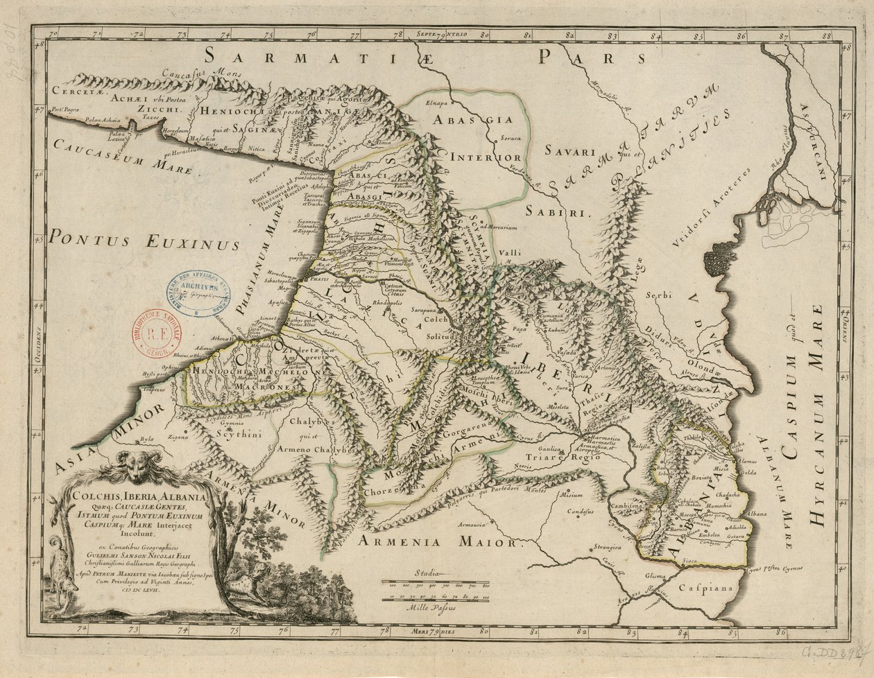Cólquida, Iberia, Albânia como q., Povos caucasianos, a ponte istme de Guillaume Sanson