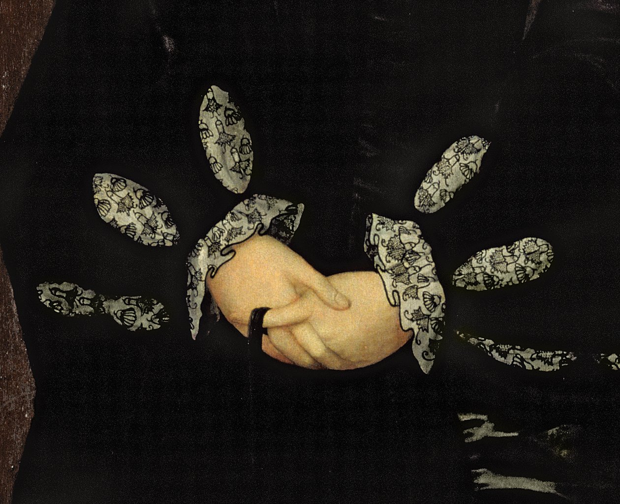 Bordado Blackwork, c.1546 óleo no detalhe do painel de 231034 de Guillaume Scrots