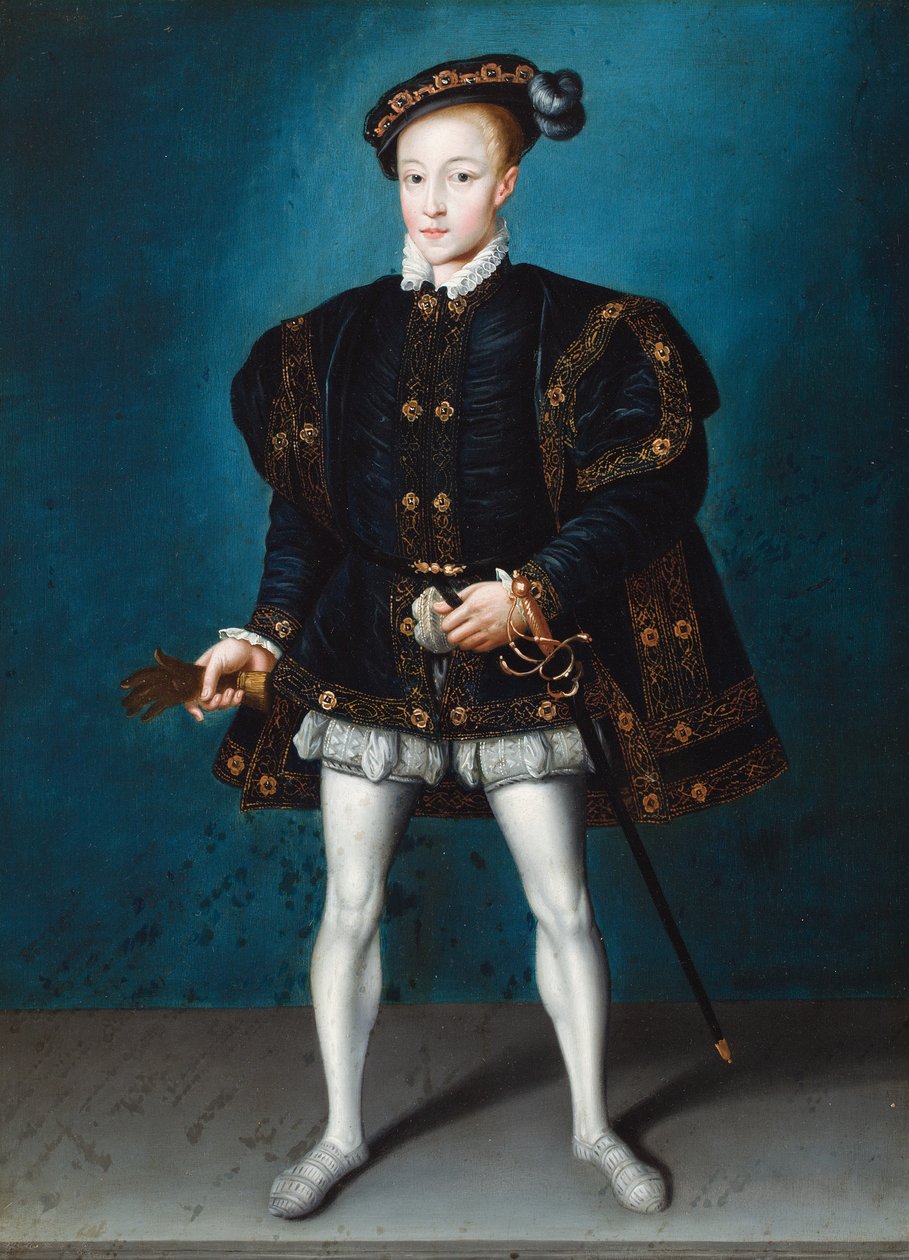 Retrato de Eduardo VI (óleo sobre painel) de Guillaume (manner of) Scrots