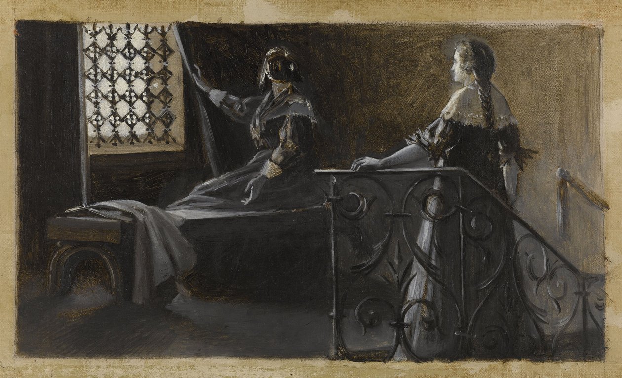 Ethel e a Mulher Velada, ca. 1889 (óleo sobre tela) de Guillaume Albert Demarest