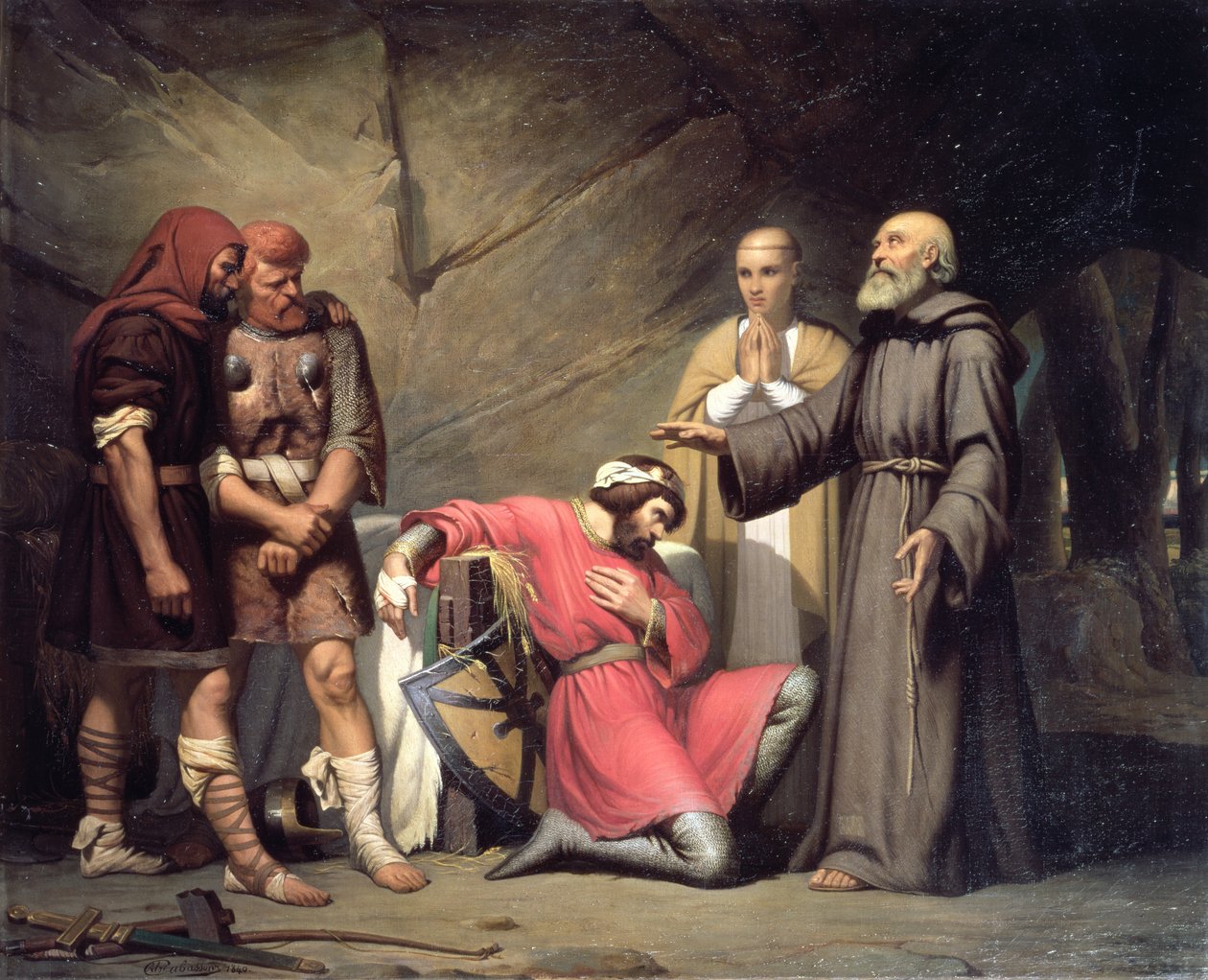 A conversão de Robert, duque da Normandia, conhecido como Robert the Devil, cena da ópera &39;Robert the Devil&39; de Giacomo Meyerbeer (1791-1864), 1840 de Guillaume Alphonse Harang Cabasson