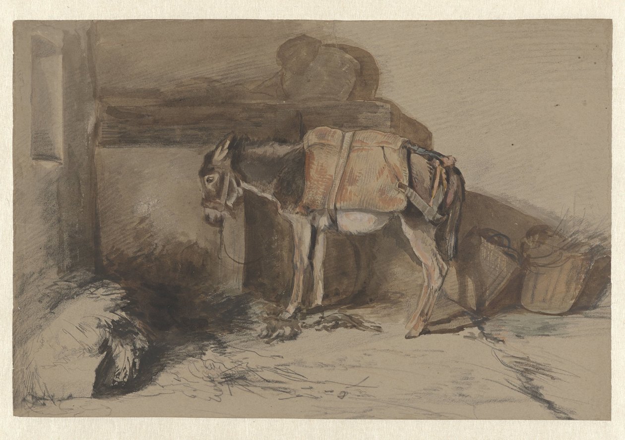Burro no estábulo de Guillaume Anne van der Brugghen
