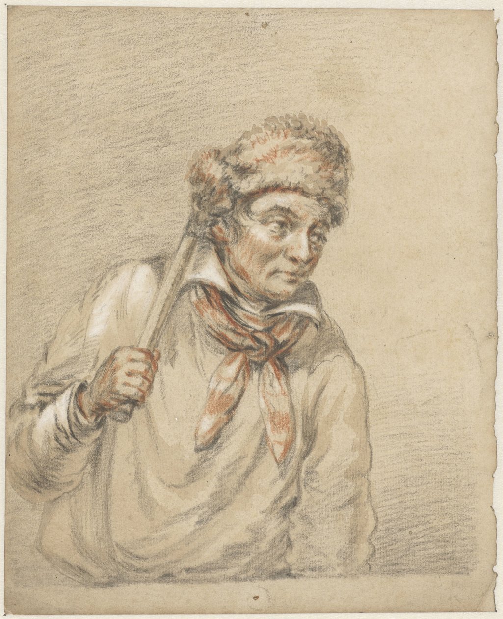 Homem com chapéu de pele na cabeça de Guillaume Anne van der Brugghen