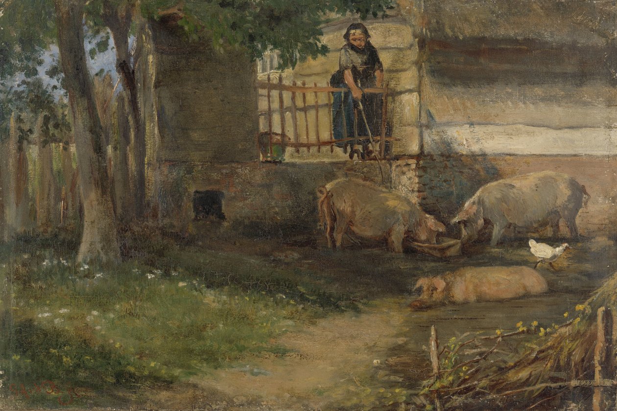 Porcos num Barnyard de Guillaume Anne van der Brugghen