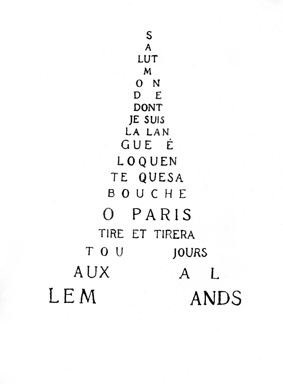 Caligrama da Torre Eiffel de Guillaume Apollinaire
