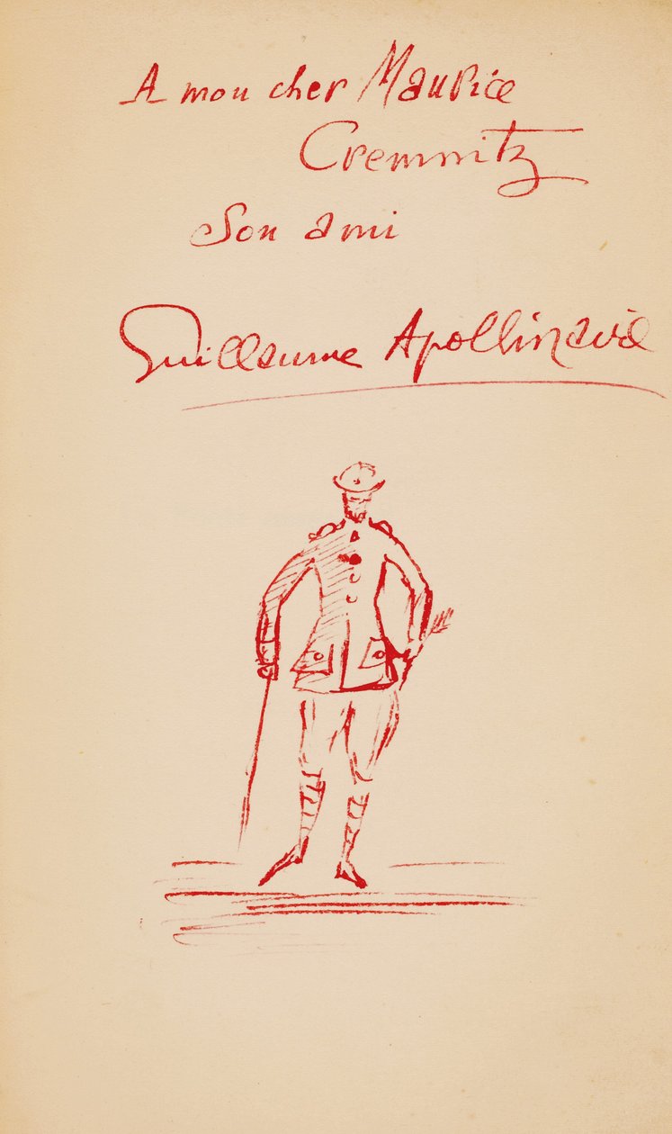 Inscrição para Maurice Cremnitz em "Le Poéte Assassiné", 1916 de Guillaume Apollinaire
