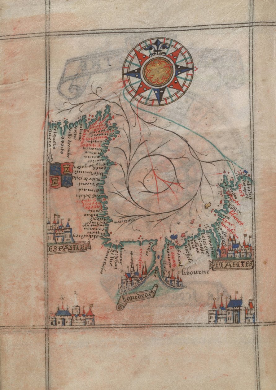 Golfo de Biscaia no atlas de Guillaume Brouscon (1540-1560) de Guillaume Brouscon