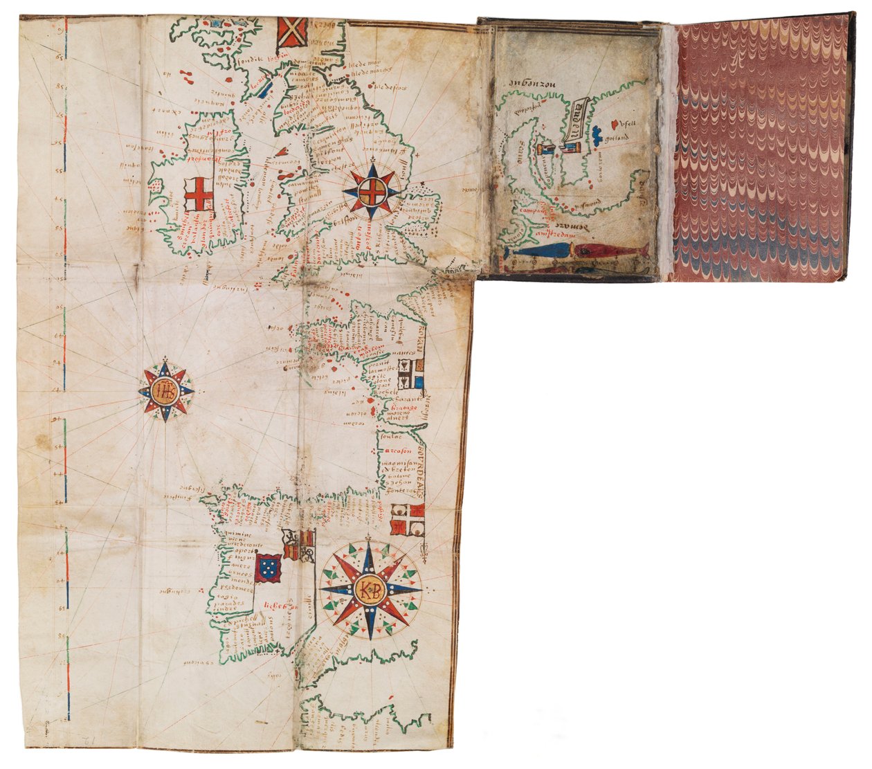 Atlas de bolso e almanaque náutico, c.1546 (velino) de Guillaume Brouscon