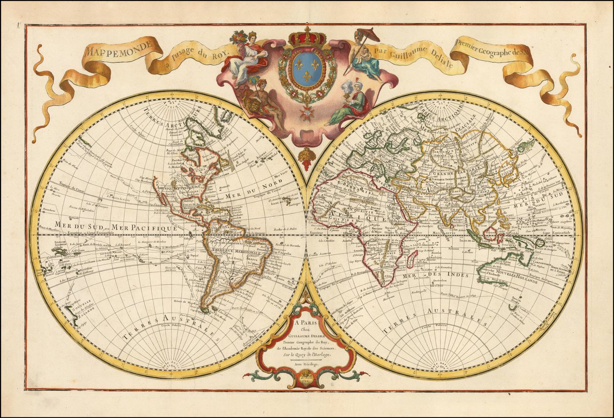 Mapa do mundo de 1720 - Mappemonde a l
