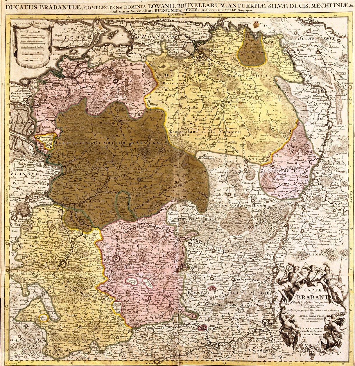 Mapa de Brabant (Bélgica e Holanda)(gravura de Guillaume Delisle