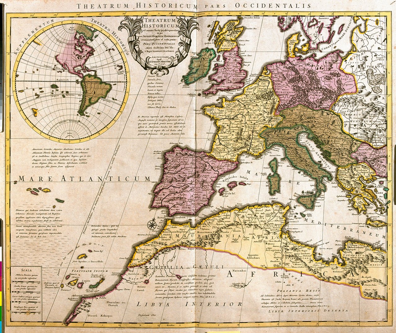 Mapa da Europa e das costas do Norte de África (gravura de Guillaume Delisle