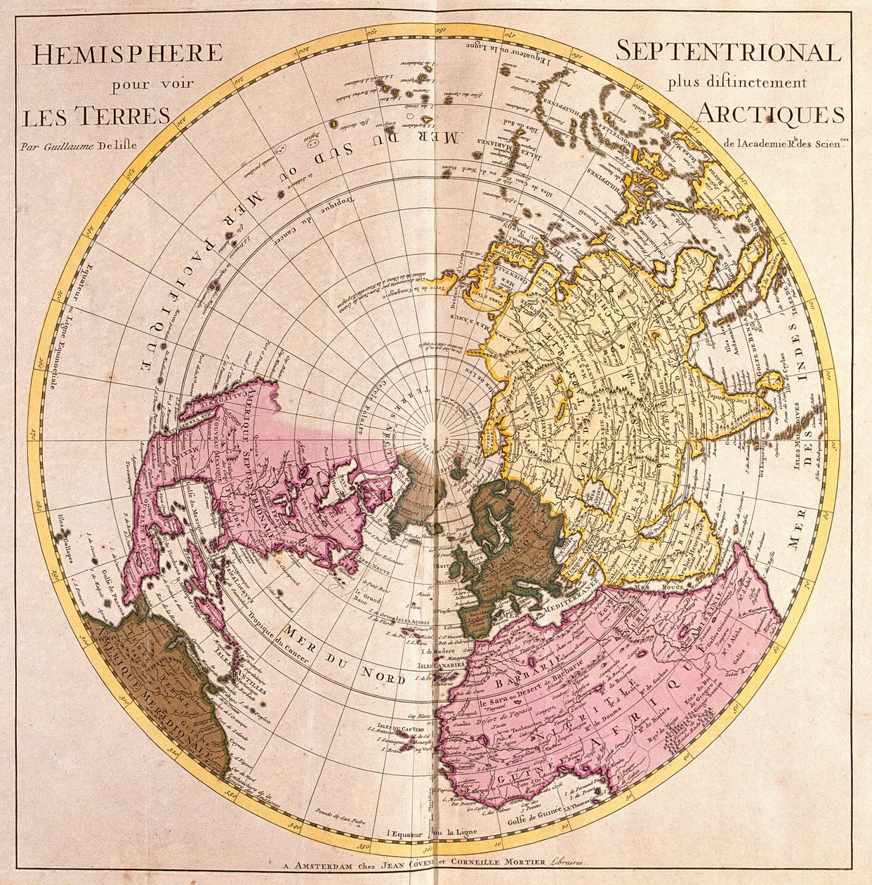 Mapa do Hemisfério Norte, Descrição da Terra Ártica (Água Forte de Guillaume Delisle