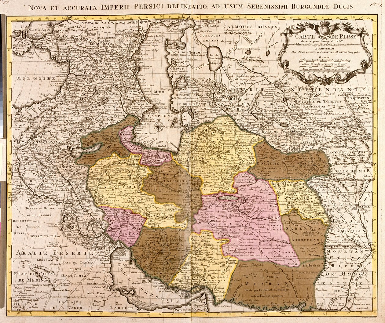 Mapa da Pérsia (gravura de Guillaume Delisle