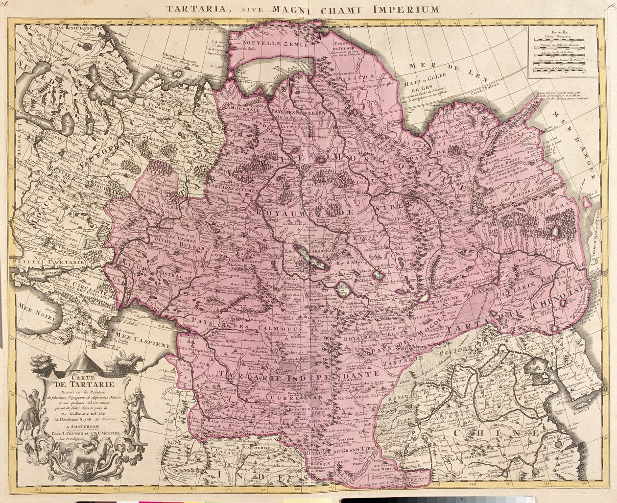Mapa da Tartaria (Ásia Central, Sibéria, Turquestão, Mongólia e Manchúria) (gravura de Guillaume Delisle