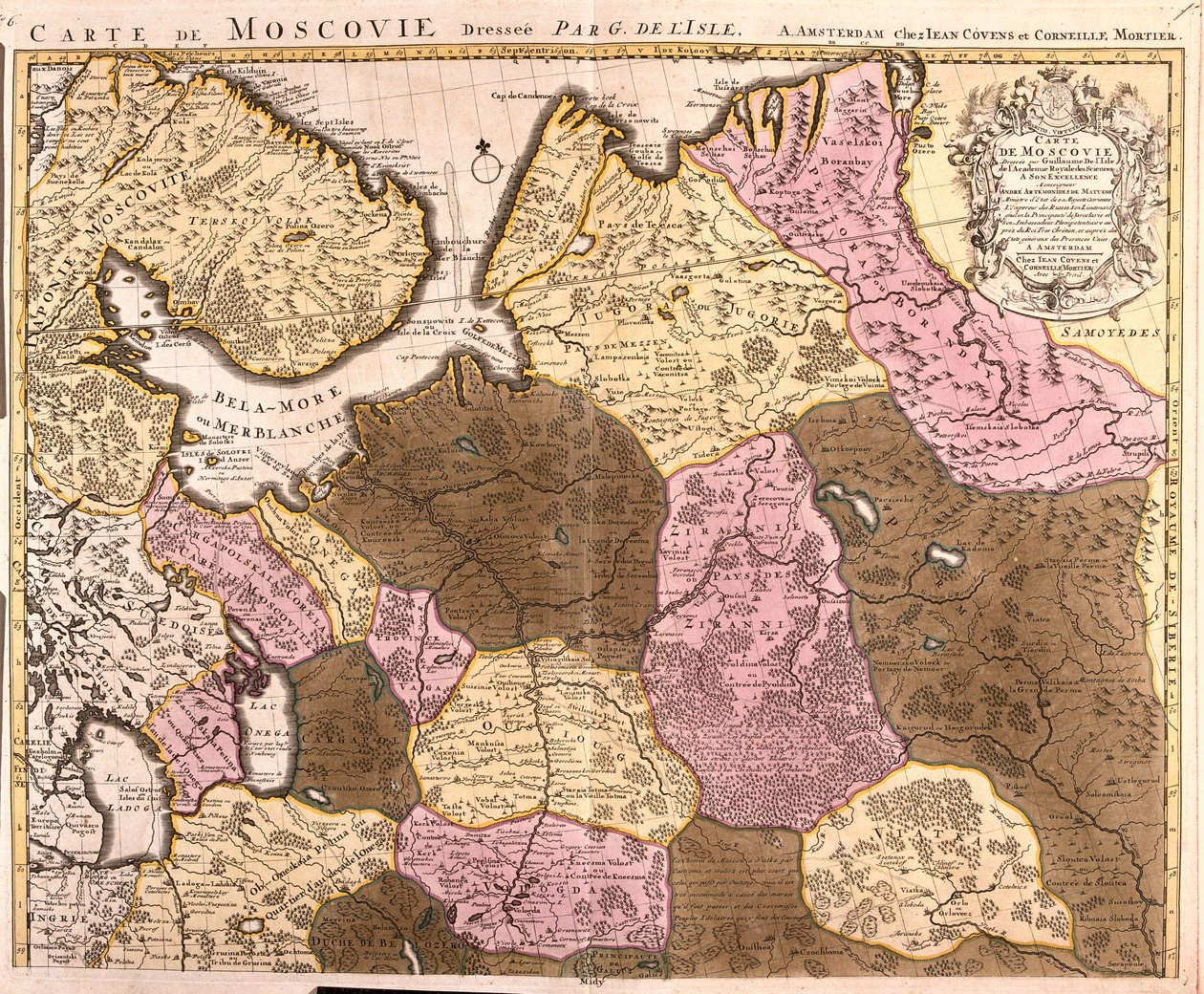 Mapa do Grande Principado de Moscovo (Rússia) (gravura de Guillaume Delisle