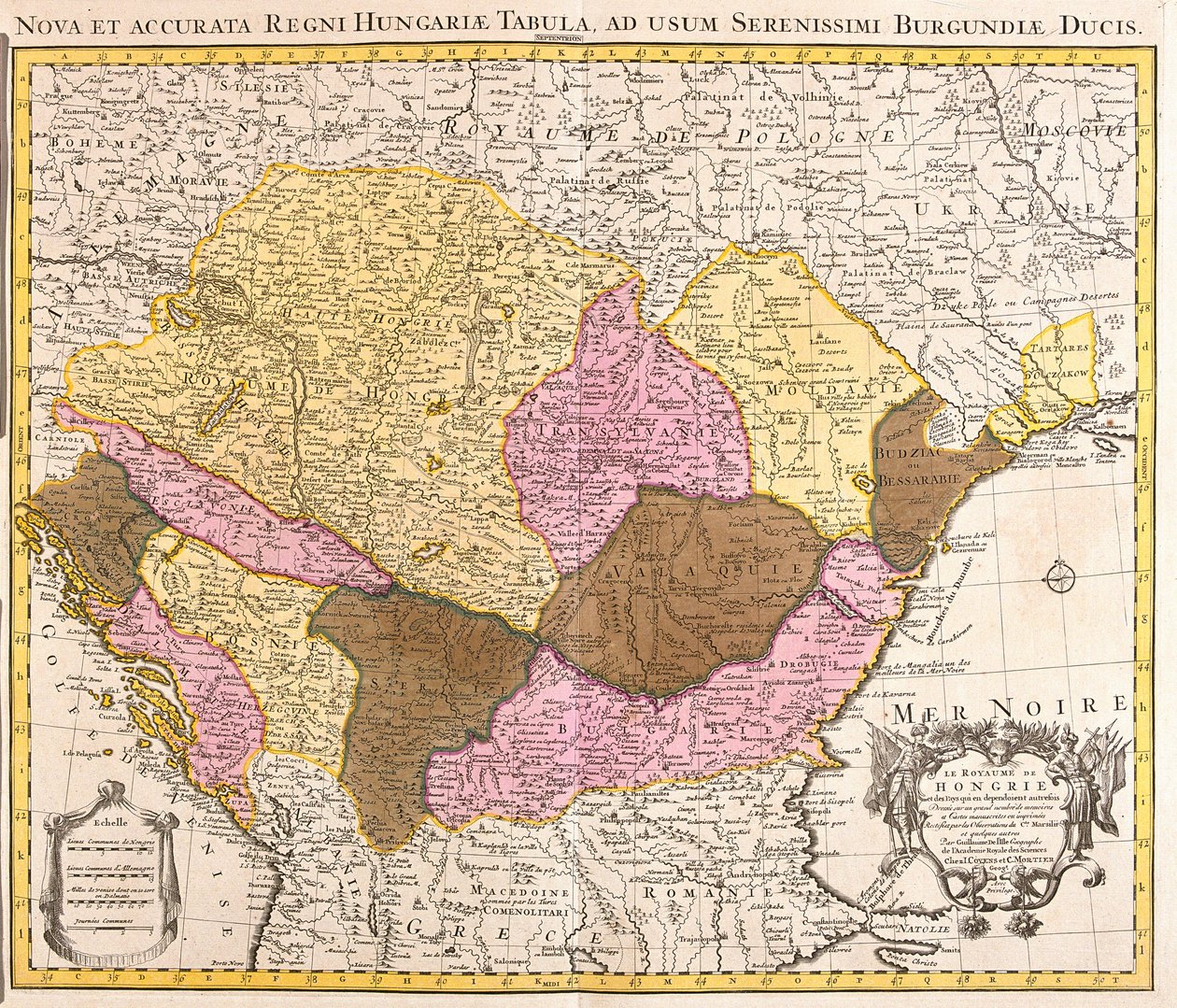 Mapa do Reino da Hungria (gravura de Guillaume Delisle