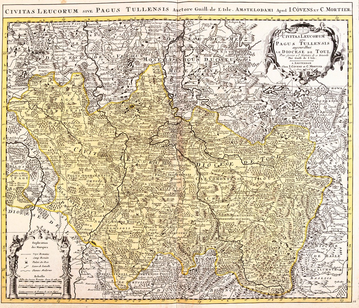 Mapa da diocese de Toul (Lorraine, França) (gravura de Guillaume Delisle