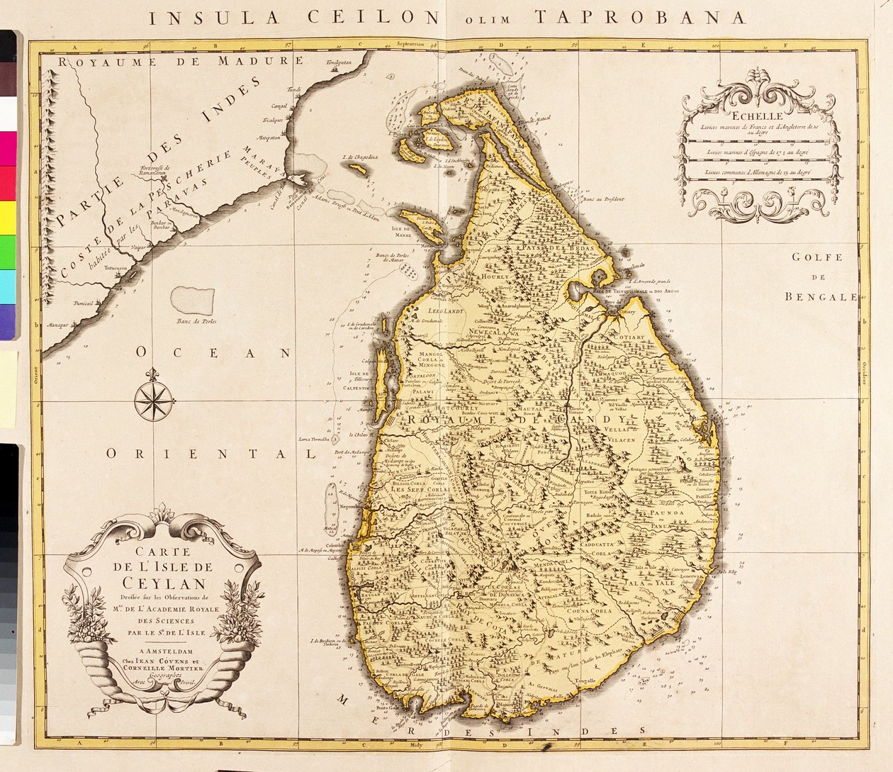 Mapa da ilha do Ceilão (Sri Lanka) (gravura de Guillaume Delisle