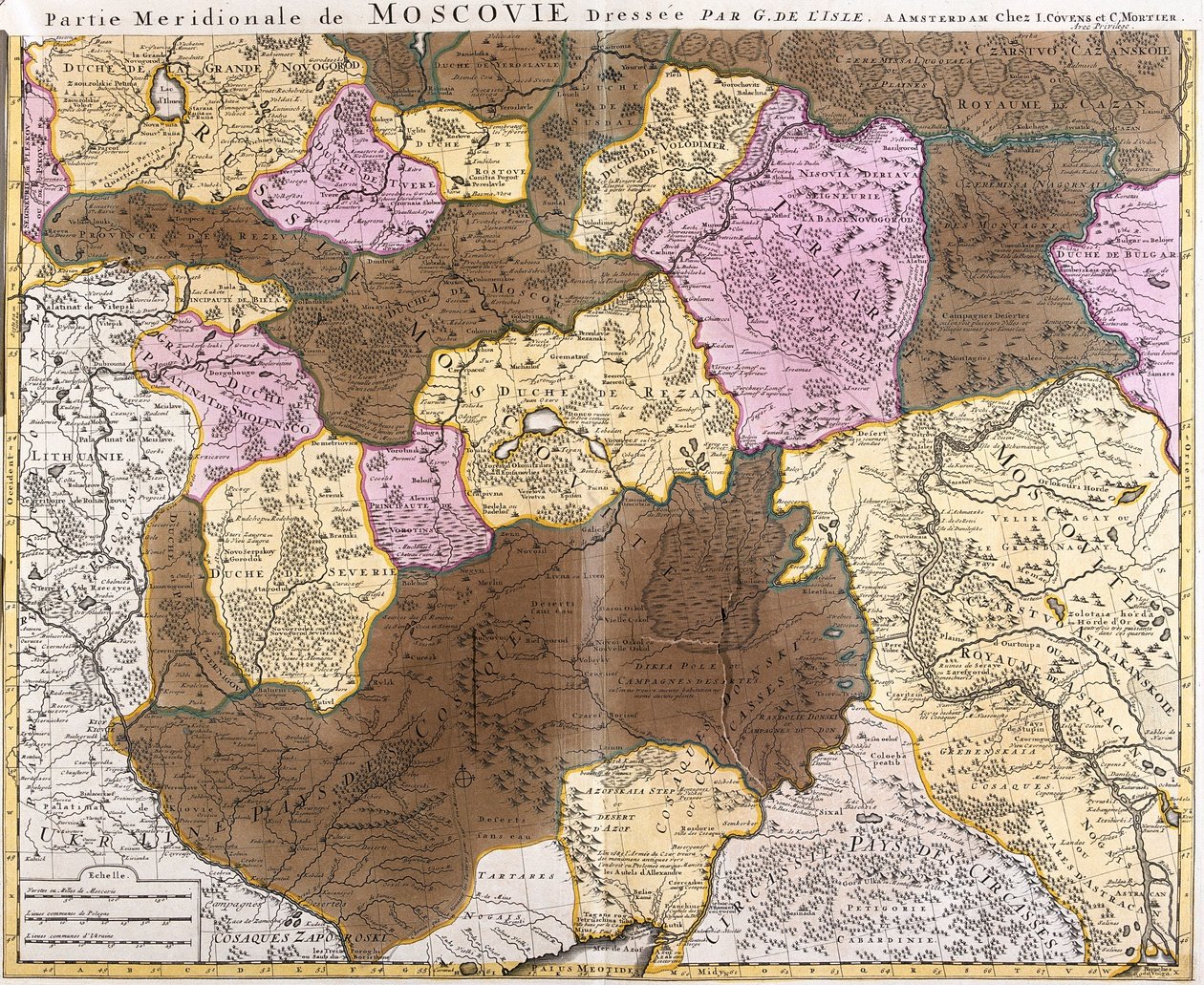 Mapa da parte meridional do grande principado de Moscovo (Rússia) (gravura de Guillaume Delisle
