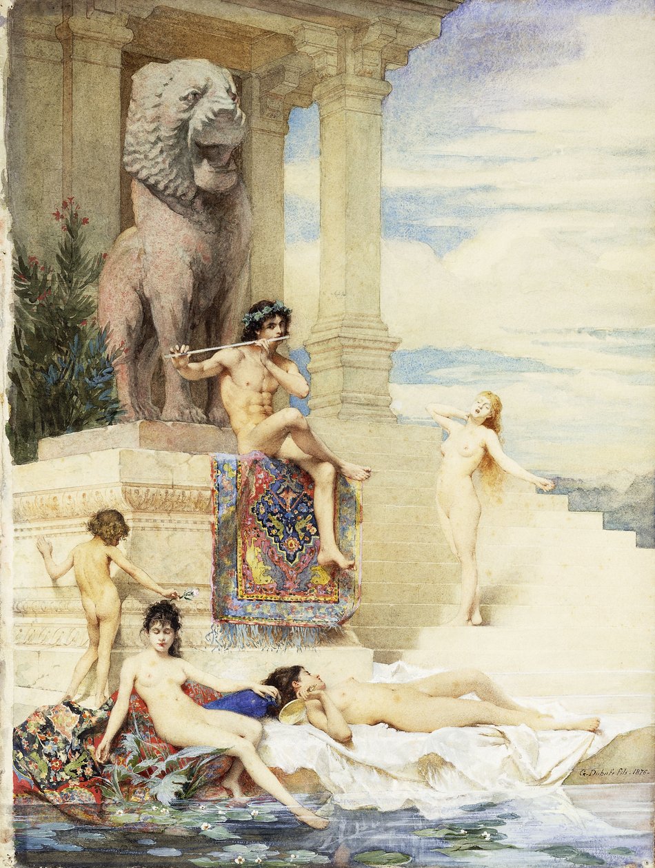 A flauta de marfim: La Flute d "Ivoire, 1876 de Guillaume Dubufe