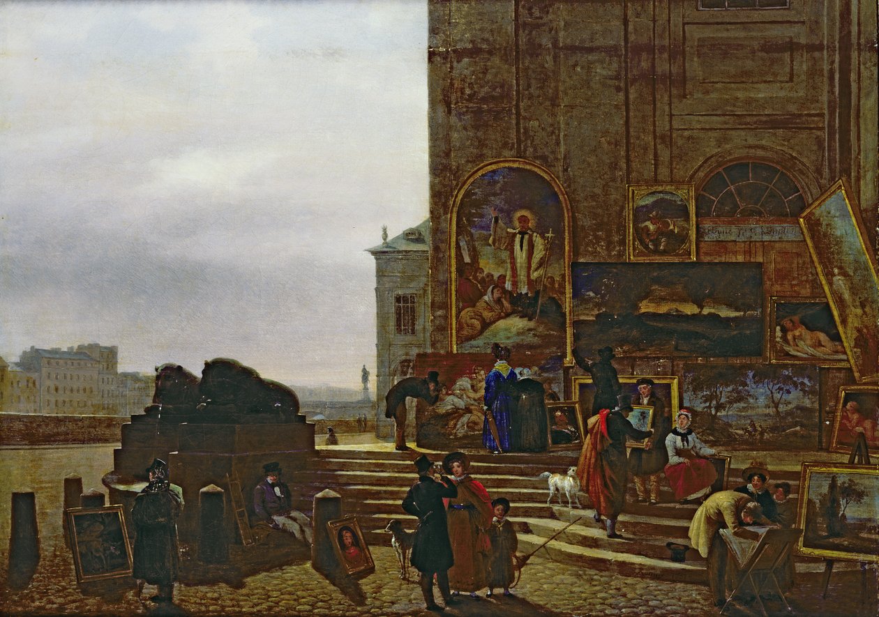 Vendendo Pinturas Fora do Institut de France, 1837 de Guillaume Frederic Ronmy