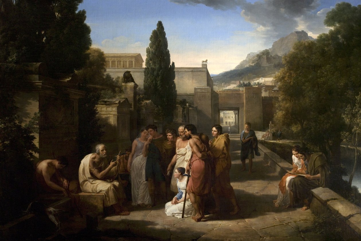 Homer cantando sua Ilíada no portão de Atenas, 1811 de Guillaume Guillon Lethière