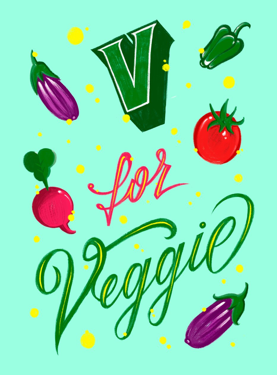 V FOR VEGGIE, 2025 (arte digital) de Guillaume Laserson