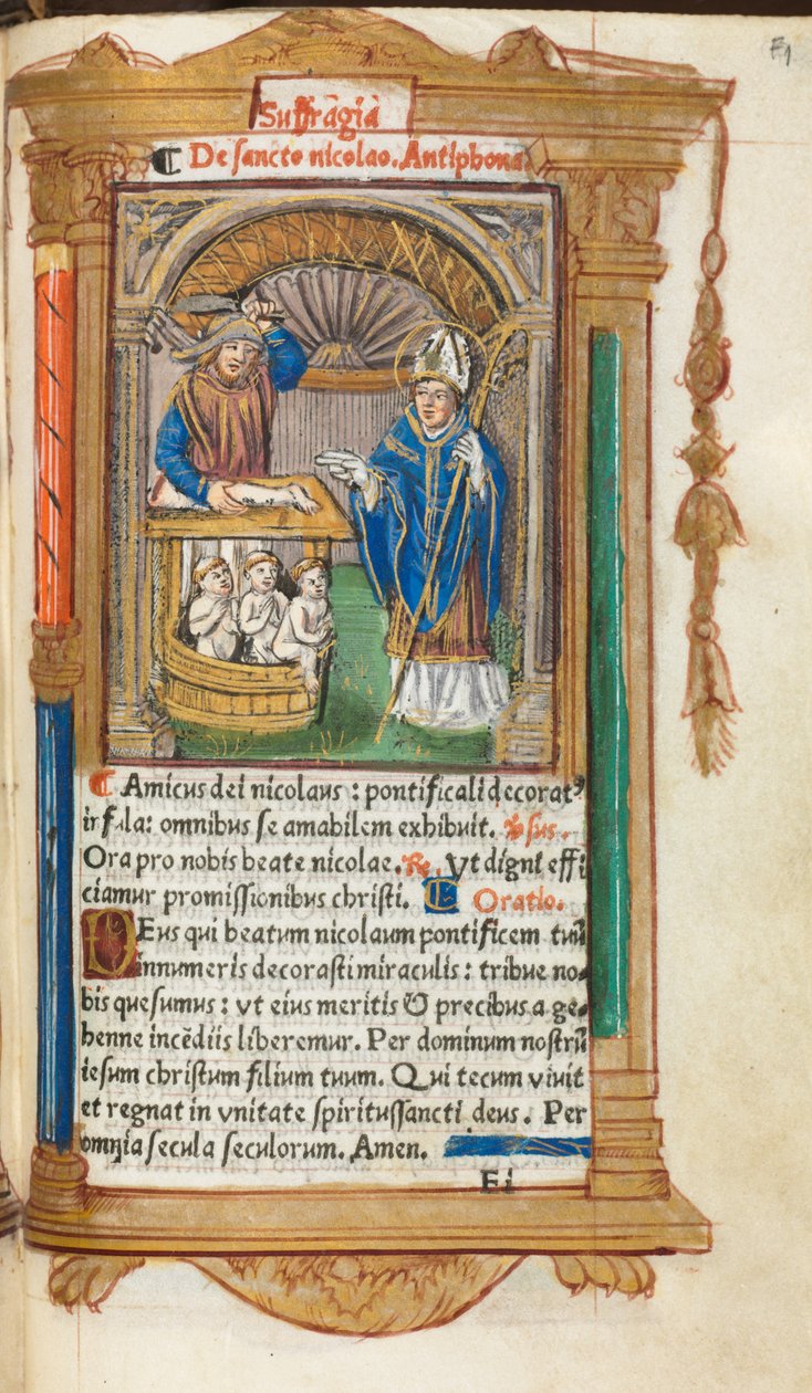 Livro de horas impresso (uso de Roma): fol. 105r, São Nicolau de Guillaume Le Rouge