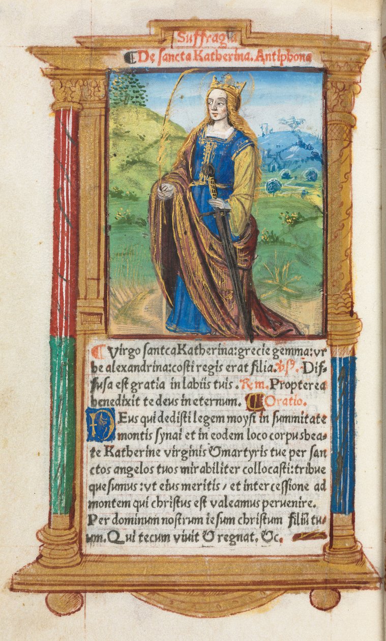 Livro de horas impresso (uso de Roma): fol. 109v, Santa Catarina de Guillaume Le Rouge