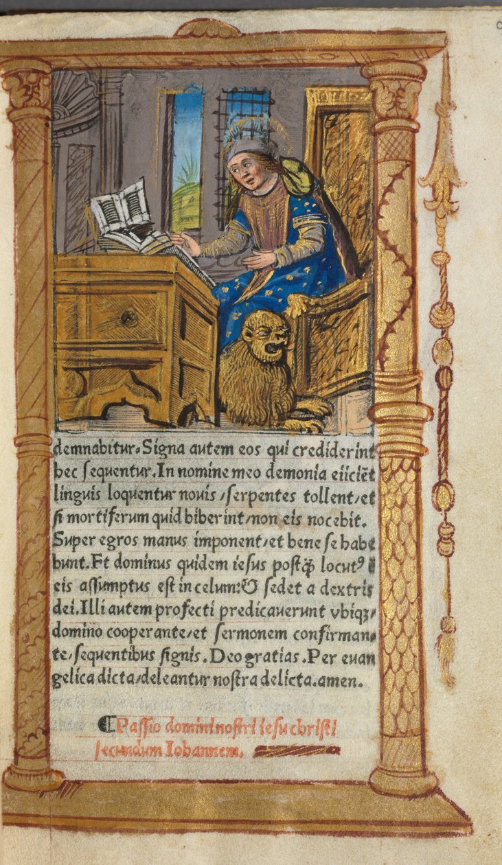 Livro de horas impresso (uso de Roma): fol. 20r, S. Marcos de Guillaume Le Rouge