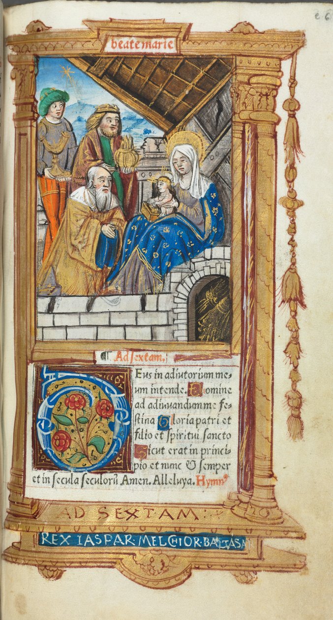 Livro de horas impresso (uso de Roma): fol. 38r, Adoração dos Magos de Guillaume Le Rouge