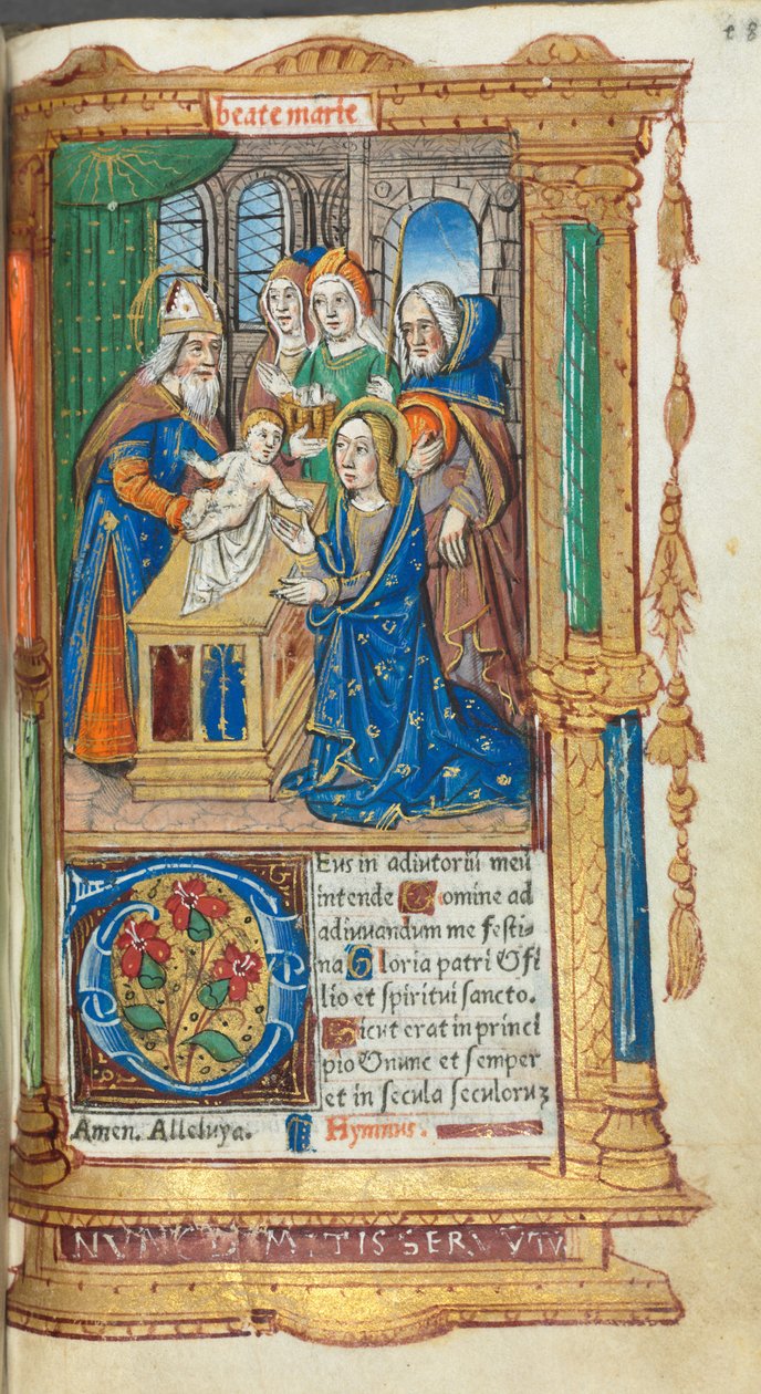 Livro de horas impresso (uso de Roma): fol. 40r, Apresentação no Templo de Guillaume Le Rouge