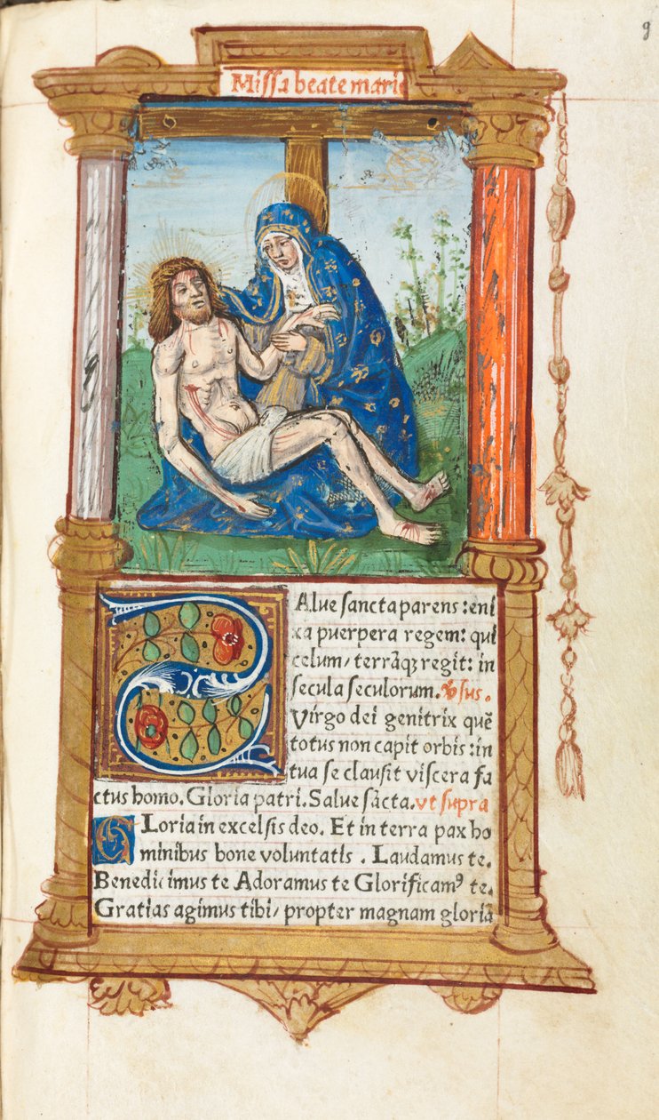 Livro de horas impresso (uso de Roma): fol. 53r, Pieta de Guillaume Le Rouge