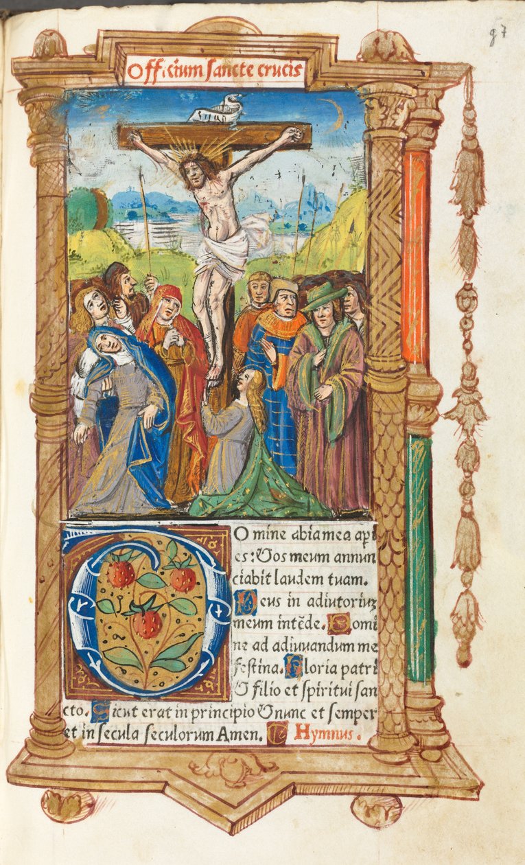 Livro de horas impresso (uso de Roma): fol. 55r, A Crucificação de Guillaume Le Rouge